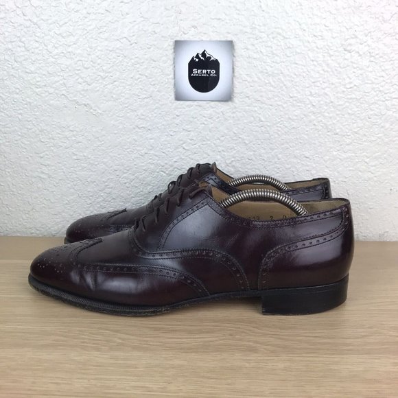 Salvatore Ferragamo Firenze Wingtip Oxford Shoes Red Brown Men’s Size 9 D - Picture 2 of 13